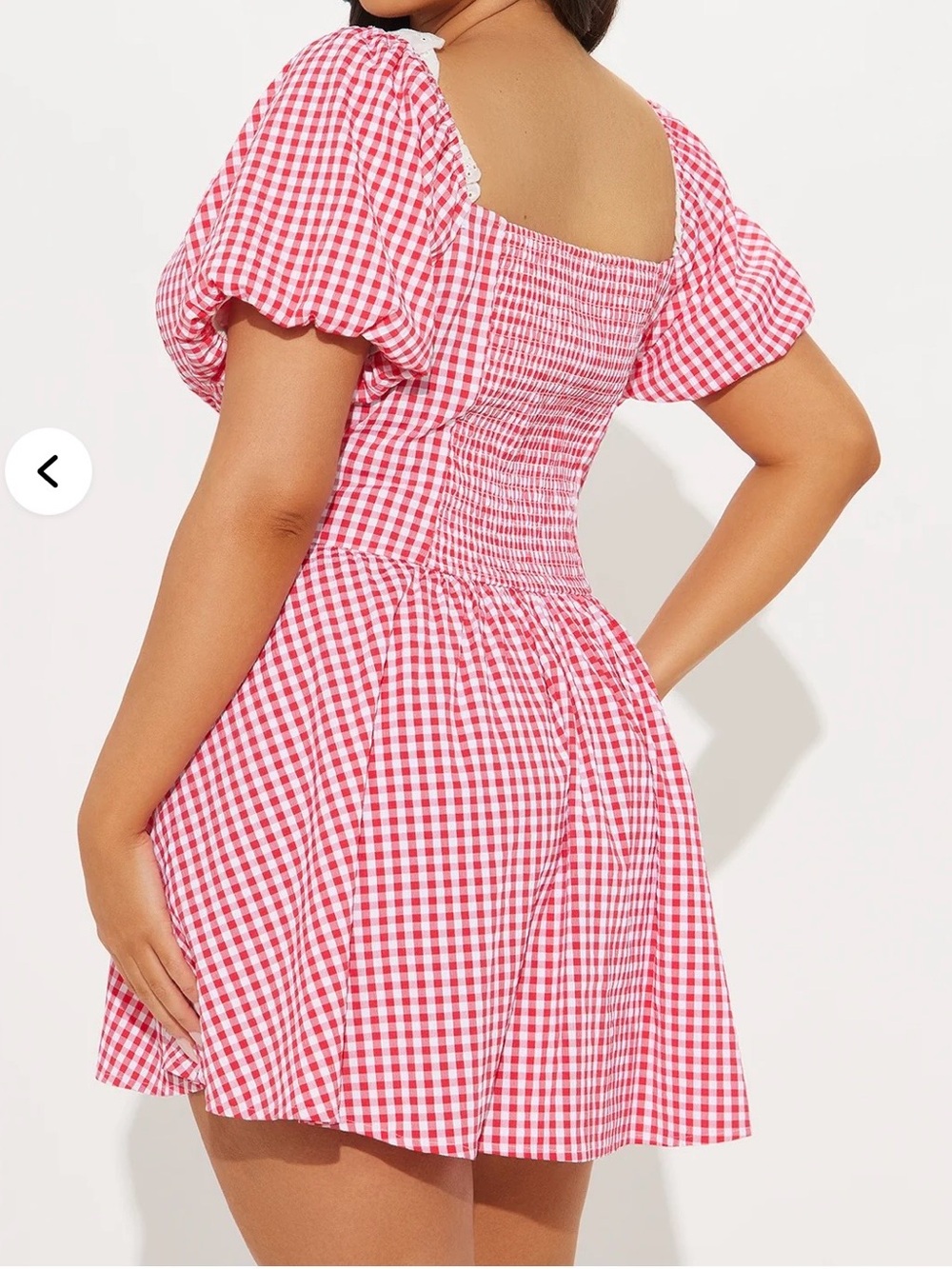 Red Gingham Lace-Trim Mini Dress - Picture 2 of 11